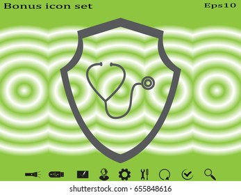 stethoscope, shield, badge, vector illustration eps10
