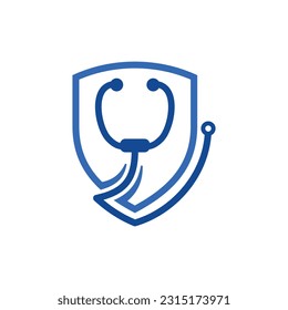 stethoscope and shield logo concept design. Modern logo icon template vector design