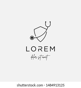 stethoscope shield vector logo design simple signs