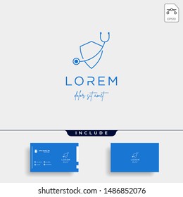 Stethoscope Shield Vector Logo Design Simple Signs