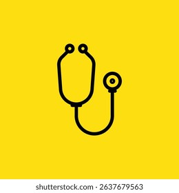 A stethoscope is shown on a yellow background, often used for medical diagnosis.