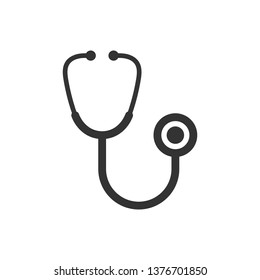 Stethoscope sign icon in flat style. Doctor medical vector illustration on white isolated background. Hospital business concept.