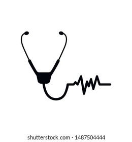 Stethoscope sign icon in flat style. Doctor medical vector illustration on white isolated background. Hospital business concept.
