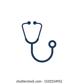 Stethoscope sign icon in flat style on white background
