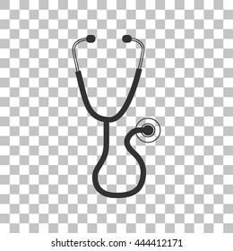Stethoscope sign illustration. Dark gray icon on transparent background.