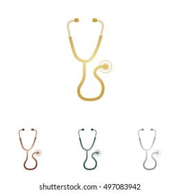 Stethoscope sign illustration. Metal icons on white backgound.