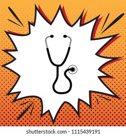 Stethoscope sign illustration. Vector. Comics style icon on pop-art background.