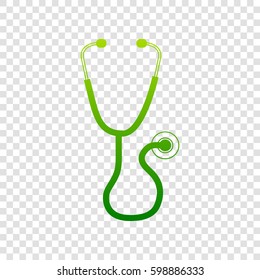 Stethoscope sign illustration. Vector. Green gradient icon on transparent background.