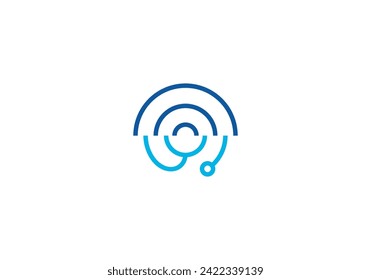 stethoscope and signal wifi logo. online doctor logo. health and medical symbol icon design