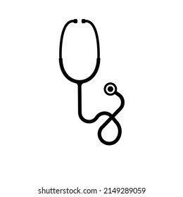 Stethoscope Silhouette. Black and White Icon Design Element on Isolated White Background