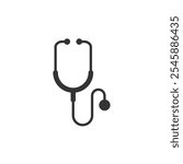 Stethoscope silhouette icon on white background. Symbol medicine. Vector illustration flat style.