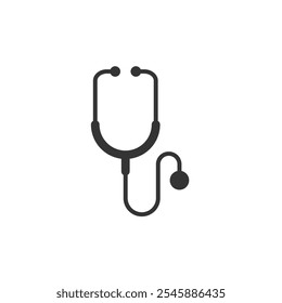 Stethoscope silhouette icon on white background. Symbol medicine. Vector illustration flat style.