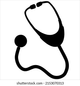stethoscope silhouette vector, icon, and logo on white background