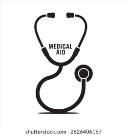 Stethoscope Silhouette Vector, Medical Tool Icon for Healthcare Design