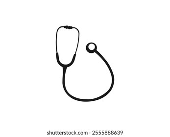 Stethoscope silhouette vector. Symbol medicine. Vector illustration. vector stethoscope icon. health check symbol. vector icon design isolated on white background.