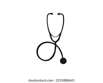 Stethoscope silhouette vector. Symbol medicine. Vector illustration. vector stethoscope icon. health check symbol. vector icon design isolated on white background.