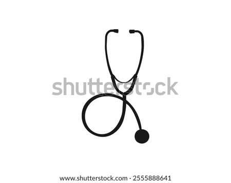 Stethoscope silhouette vector. Symbol medicine. Vector illustration. vector stethoscope icon. health check symbol. vector icon design isolated on white background.