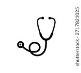 Stethoscope silhoutte vector flat illustration design. Stethoscope icon.