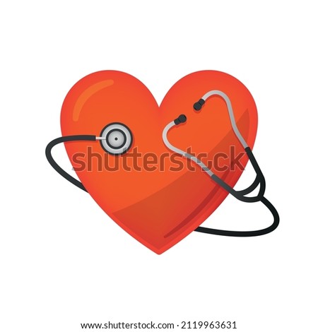 Stethoscope simple vector illustration. Stethoscope and heart together health design.