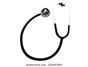 Stethoscope stainless steel realistic tool for diagnostics. Medical equipment. Acoustic device for auscultation, listening to internal sounds. Vector stethoscope isolated on white background.
