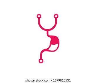 Plantilla vectorial del logotipo Stethoscope Stomach, conceptos de diseño del logotipo de estómago creativo