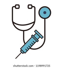 Stethoscope and syringe
