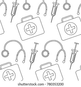 stethoscope syringe first aid kit healthcare pattern image 