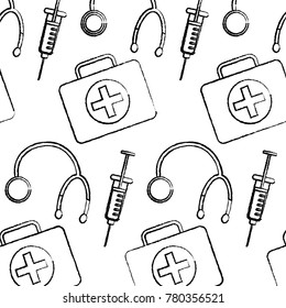stethoscope syringe first aid kit healthcare pattern image 