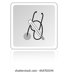 Stethoscope and thermometer. Medical concept. Vector