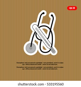 Stethoscope and thermometer. Medical concept. Vector
