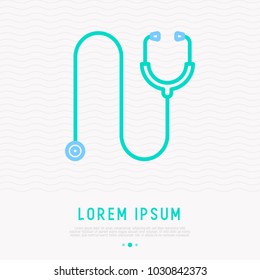Stethoscope thin line icon. Modern vector illustration of medical equipment.
