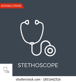 Stethoscope Thin Line Vector Icon. Flat Icon Isolated on the Black Background. Editable Stroke EPS file. Vector illustration.