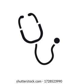 stethoscope tool icon over white background, silhouette style, vector illustration