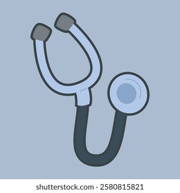 stethoscope tool with outline flat vector design.