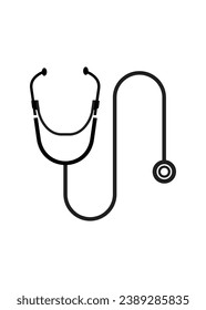 Stethoscope tool. Simple illustration in black and white.
