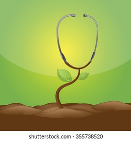 Stethoscope Tree Growth Medical Concept Vector