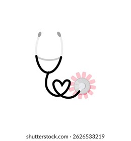 Stethoscope twisted in the shape of a heart and with a flower for Nurses Day