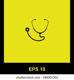 Stethoscope vector black icon. Isolated illustration. Business picture.