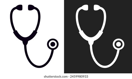 stethoscope vector with black and white backgrounds