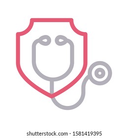 stethoscope vector color line icon 
