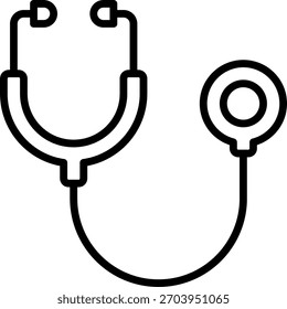Projeto vetorial estetoscópio em estilo moderno, monitoramento de saúde e conceito de apoio ao tratamento da AIDS, ilustração médica. Ícone de Linha