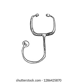 stethoscope vector doodle sketch isolated on white background