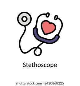 Stethoscope vector Filled outline icon style illustration. EPS 10 File