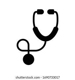 icono plano de glifo vectorial de estetoscopio 