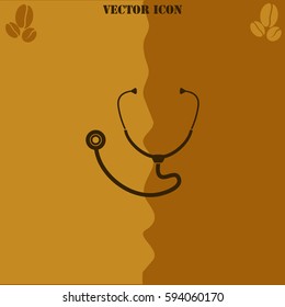 Stethoscope vector  icon Coffee symbol background.