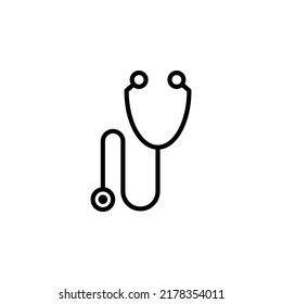 Stethoscope vector icon, diagnostic symbol. Doctor item, hospital pictogram, flat vector sign isolated on white background.