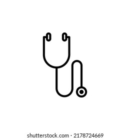 Stethoscope vector icon, diagnostic symbol. Doctor item, hospital pictogram, flat vector sign isolated on white background.