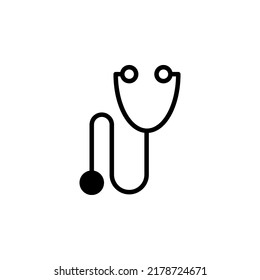 Icono vectorial de estetioscopio, símbolo de diagnóstico. Artículo médico, pictograma del hospital, signo de vector plano aislado en el fondo blanco.