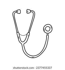 Stethoscope vector icon in doodle style. Symbol in simple design. Cartoon object hand drawn isolated on white background.