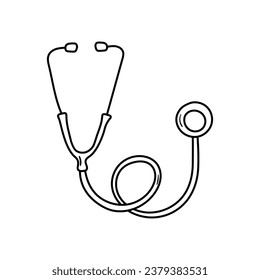 Stethoscope, Vektorsymbol im Doodle-Stil. Symbol in einfachem Design. Cartoon-Objekt, handgezeichnet einzeln auf weißem Hintergrund.